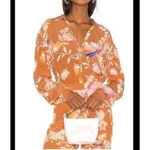 Revolve Song of Style Blouse Mari floral button down yellow blouse size small
